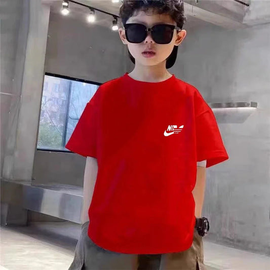 Kids Summer Boy Girl Round Neck Black T-shirt+Shorts Short-sleeved Toddler 3-12Y Casual Sports Set Fashion Pink letter print