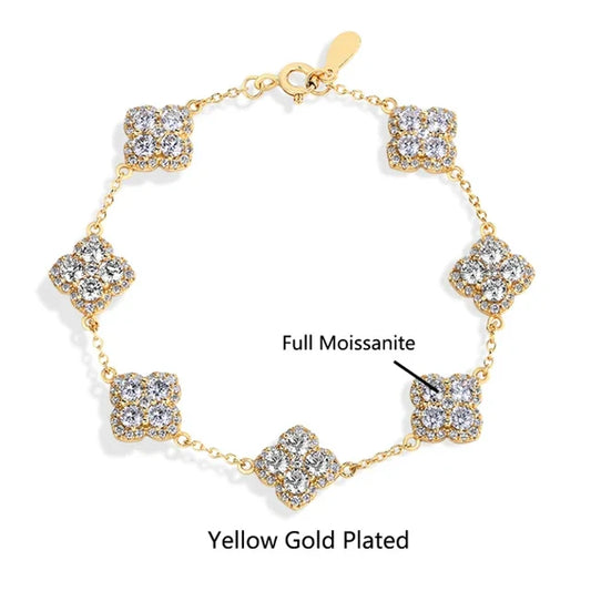 S925 Sterling Silver Full Moissanite Bracelets D VVS1 Lab Diamond for Women 18k Gold Plated Engagement Jewelry Gift
