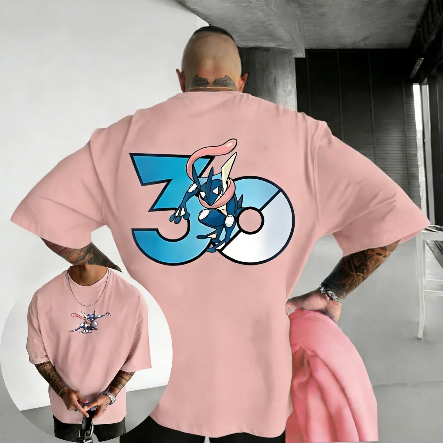 30th Anniversary Greninja Printed T-shirt Summer New Men's and Women's Loose Casual Hip Hop Trendy Short Sleeve Top