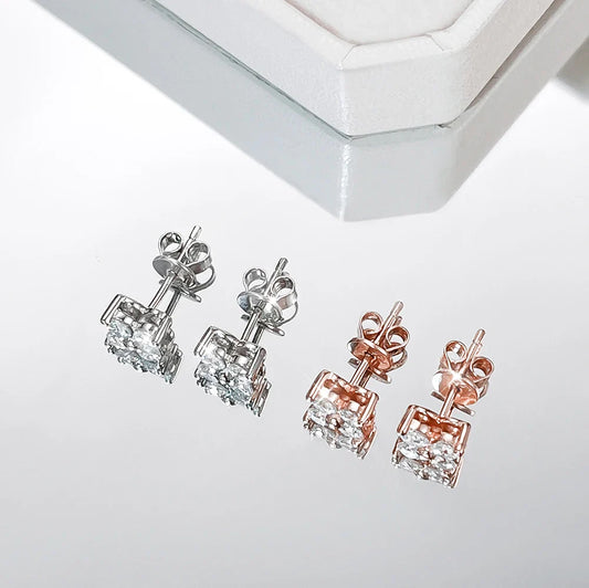 Trendy D Color 0.1CT 3mm Clover Moissanite Stud Earrings For Women Party Fine Jewelry S925 Sterling Silver Diamond Earring