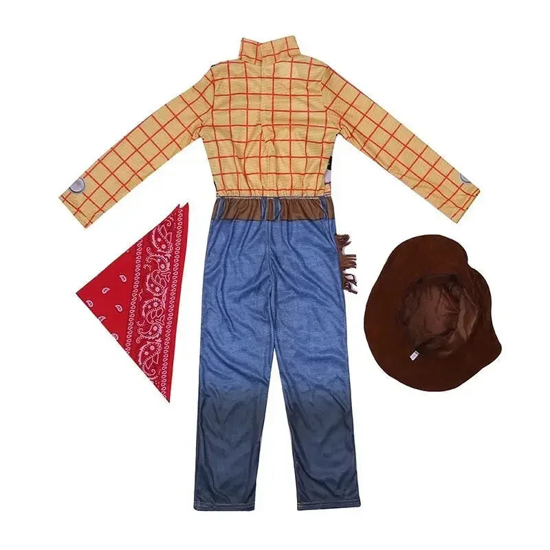4-12Y Boys Cowboy Woody Cospaly Costume Anime Character Adventure Costume Halloween Kids Performance Costume