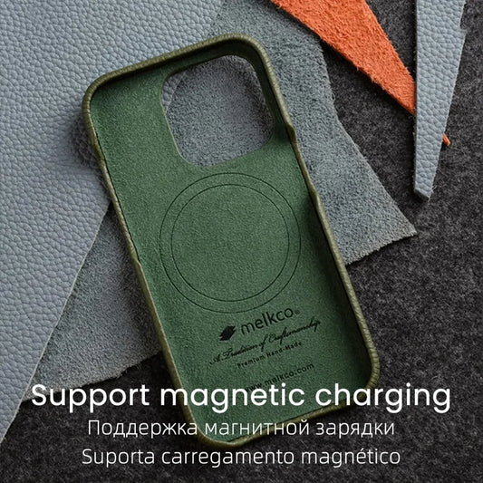 Premium Genuine Leather Case for iPhone 16 15 Pro Max Plus Magnetic Luxury Fashion Business Natural Cowhide Phone Cover