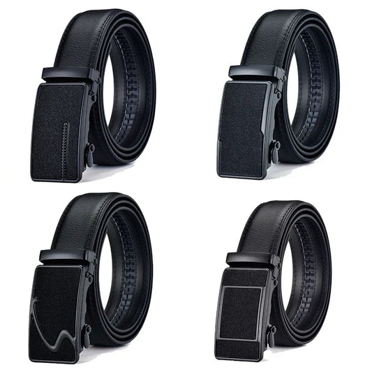 2023 New cow genuine leather men's belt cowhide strap for male automatic buckle belts for men black buckle belts