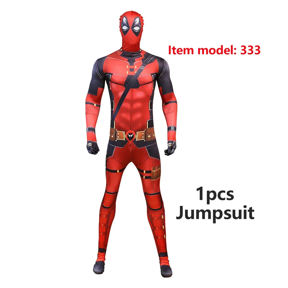 Deadpool Child Costume Halloween Costumes Kids Men Adult Superhero Bodysuit Jumpsuit Children Cosplay Costume Swords Accessories