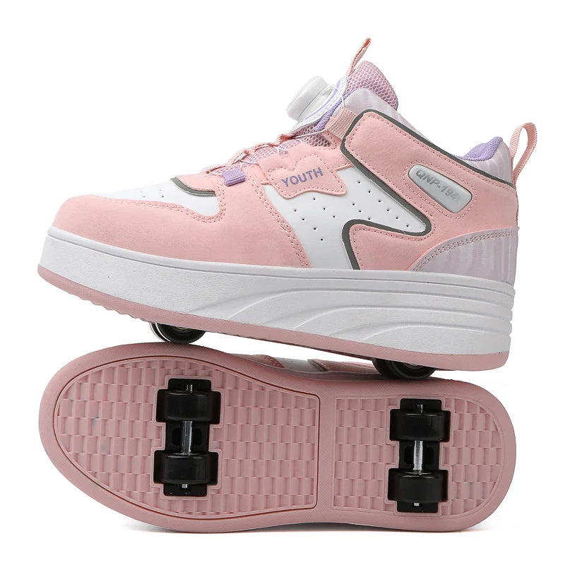 Students children's shoes four wheel light shoes Boys invisible roller shoes large size outdoor sports walking shoes women