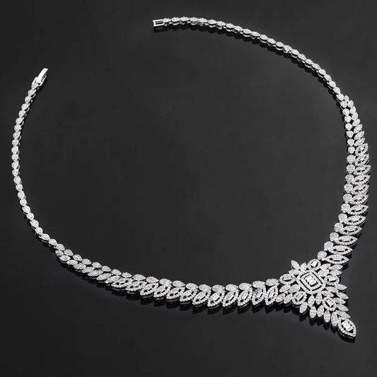 2024 Wedding Jewelry Necklace Sets for Women AAA Cubic Zirconia Bridal Jewellery Set Dubai Saudi Party Engagement Accessory