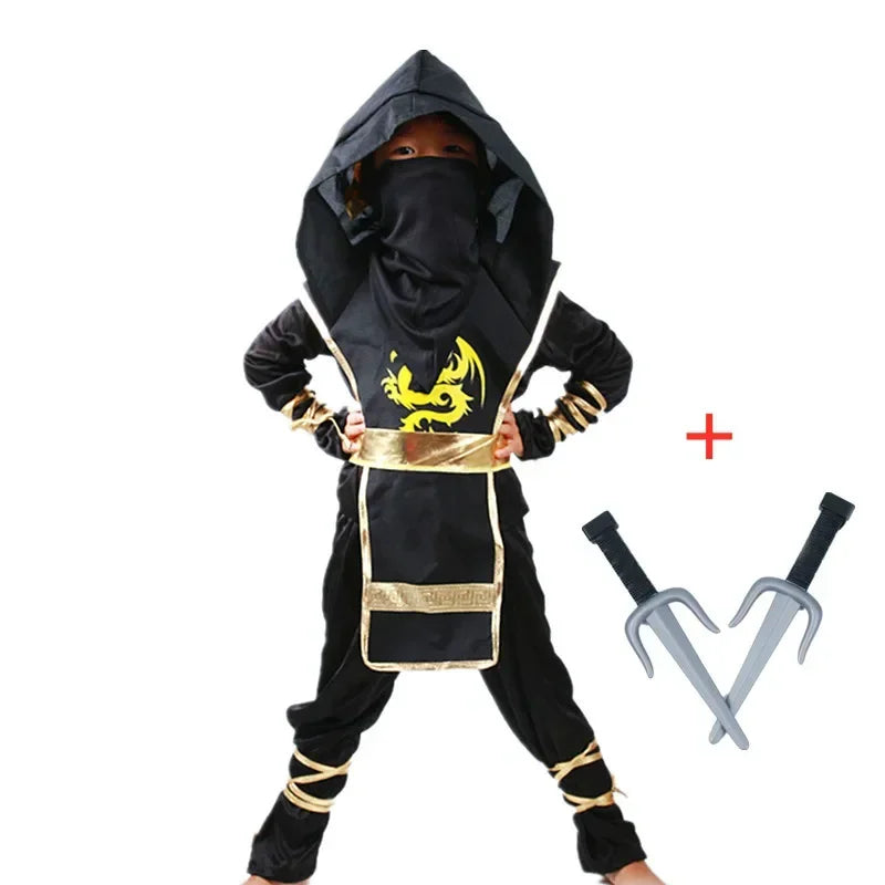 3-12Y Boys Japanese Anime Samurai Ninja Cosplay Costume Kids Holiday Theme Party Mask Onesie for Dress Up and Role Playing