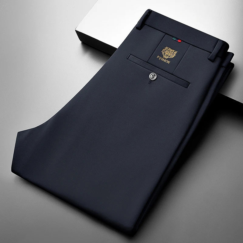 Men's Slim Fit Stretch Dress Pants,Non-Iron Business Trousers,Comfortable Straight Leg Slacks for Office & Daily Wear