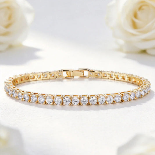  5A Cubic Zirconia Tennis Bracelet for Women Sparkling Diamond Bracelets Daily Wear Party Fashion Stackable Jewelry Gift