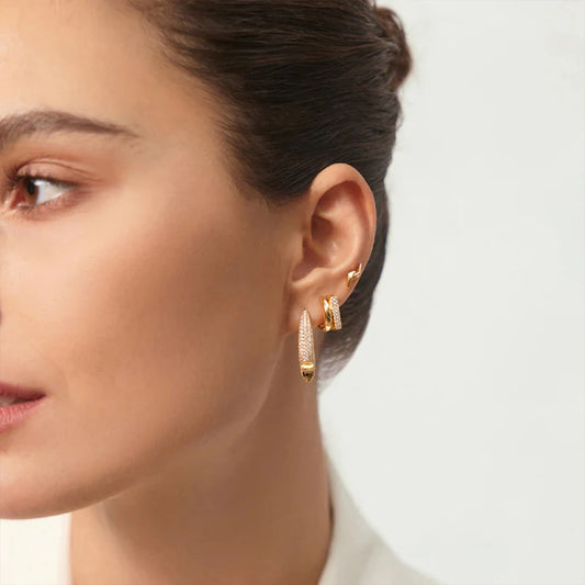 925 Sterling Silver Irregular Big Hoop Earring Piercing CZ Zircon Trend Fine Casual Daily Shiny Jewelry Gift