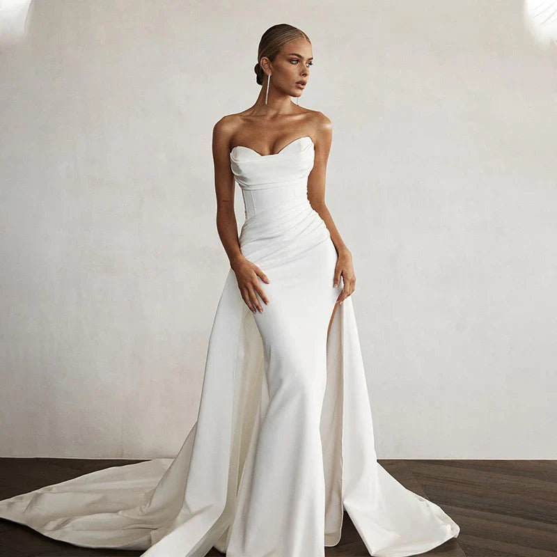 Modern Mermaid Front Slit Bridal Gowns Sweep Train Wedding Gowns Sweetheart Bridal Dresses 2026 Boho Women Two Piec Custom Made