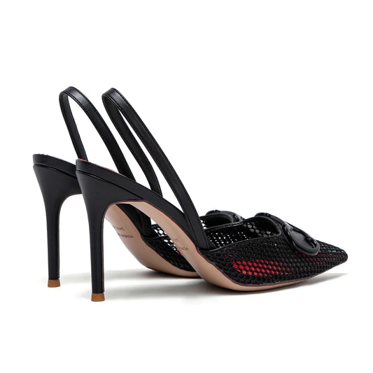 Women's High Heels 2025 Summer Breathable Mesh Black Business Sandals 9cm