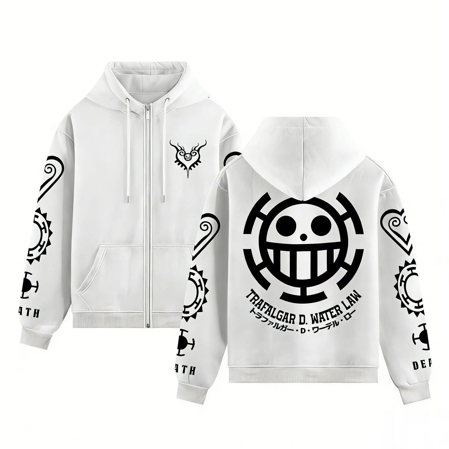 One Piece Trafalgar Law Anime Hoodie Men Women 2026 Spring Autumn Zip Up Streetwear Cosplay Casual Pullover Graphic Print Jacket