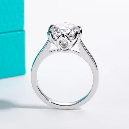 3ct D Color Moissanite Lotus Engagement Ring 925 Sterling Silver Solitaire Promise Rings for Women Jewelry Gifts