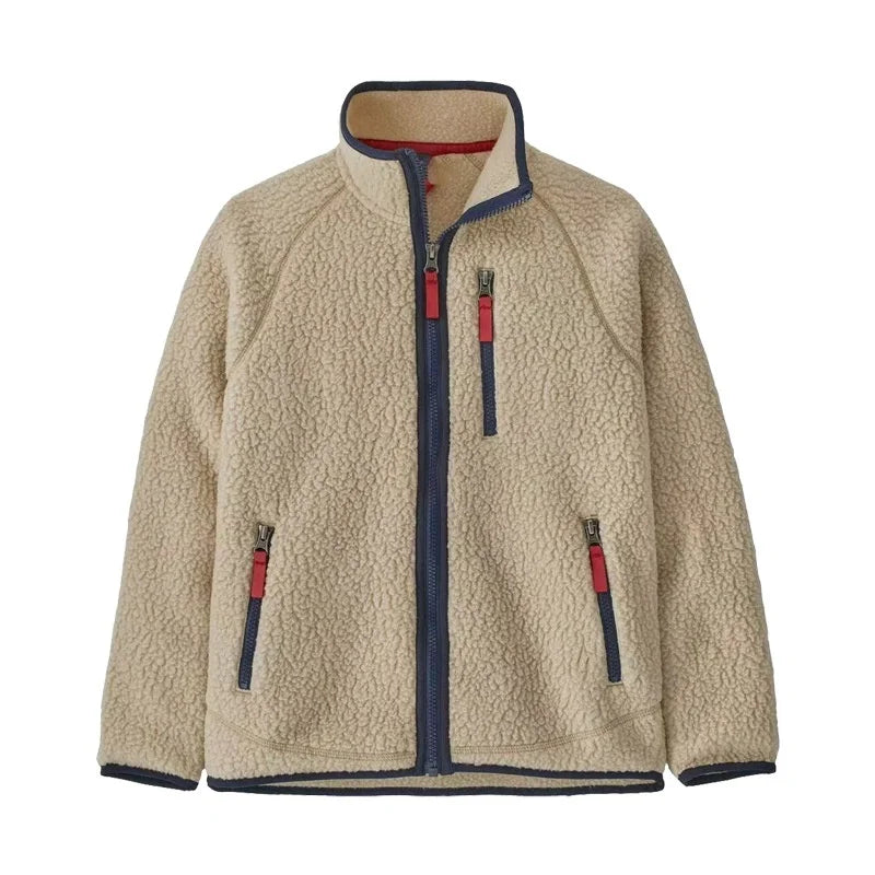 Unisex American Style Bata Fleece Jacket Stand Collar Lamb Velvet Polyester Fiber Outdoor Sport Hiking Thickened Autumn Winte...