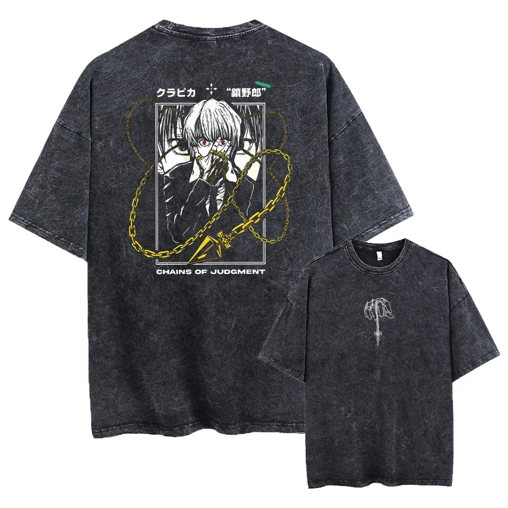 Anime Hunter X Hunter Washed New Arrival Mens Clothes Tee Shirt Homme Graphic T-Shirts Men Tshirt for Men Ropa Hombre 62955