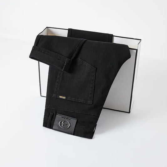 2026 Autumn Winter New Trendy Classic Jeans Male Solid Color Washed Straight Denim Pants Wide Leg Business Casual Stretchy Jeans