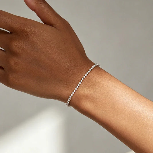 Certified 2mm All Moissanite Tennis Bracelets for Women Thin Chain Lab Diamond Dainty Jewelry 100% Real 925 Pure Silver