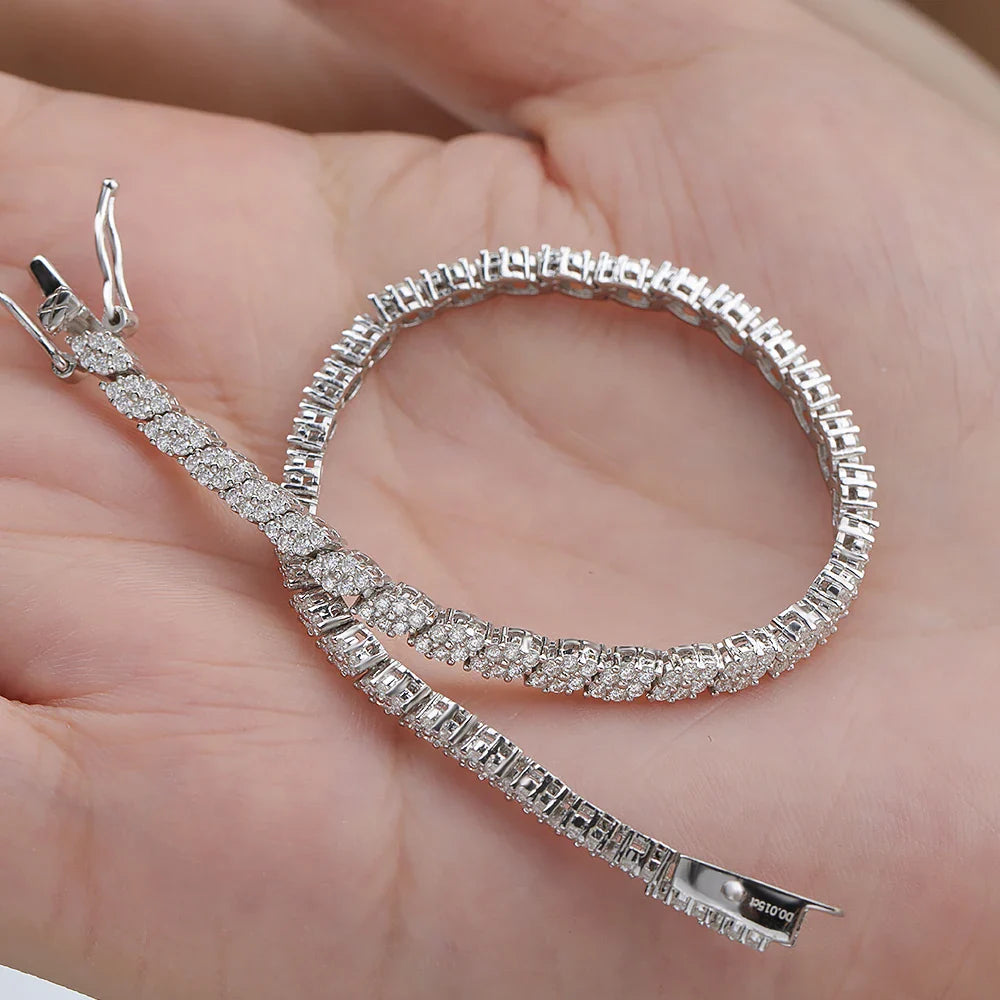 Full Moissanite Tennis Bracelets S925 Silver Sparkling Diamond Women Men Party Wedding Bangles Jewelry Gifts GRA Certified