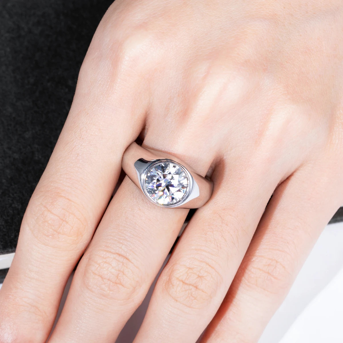 4ct D Color Moissanite Men Rings 18K Gold Plated Silver Engagement Bezel Rings For Men Factory Jewelry Wholesale
