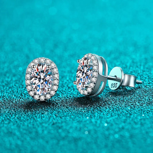 1ct Oval Cut D Color Moissanite Ear Stud Earrings For Women 925 Sterling Silver Sparkling Wedding Earring Fine Jewelry