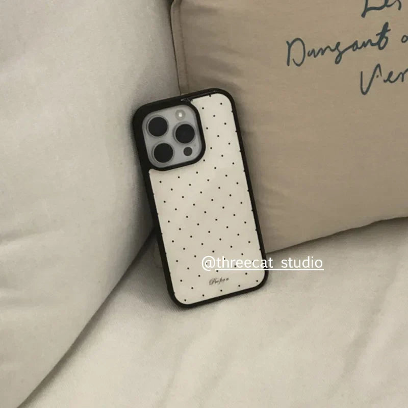 Korean Ins Sweet Girl Black Wave Dot Creative Cute Gentle Phone Case For iPhone 17 Air 16 15 14 13 12 11 Pro Max Plus Y2K Cover