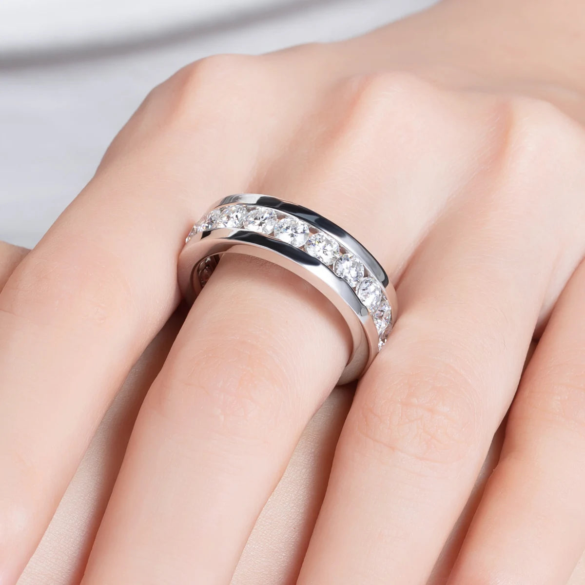 4mm Moissanite Wedding Band Ring S925 Sterling Silver Moissanites Eternity Band Ring Men Women Ring Jewelry Wholesale