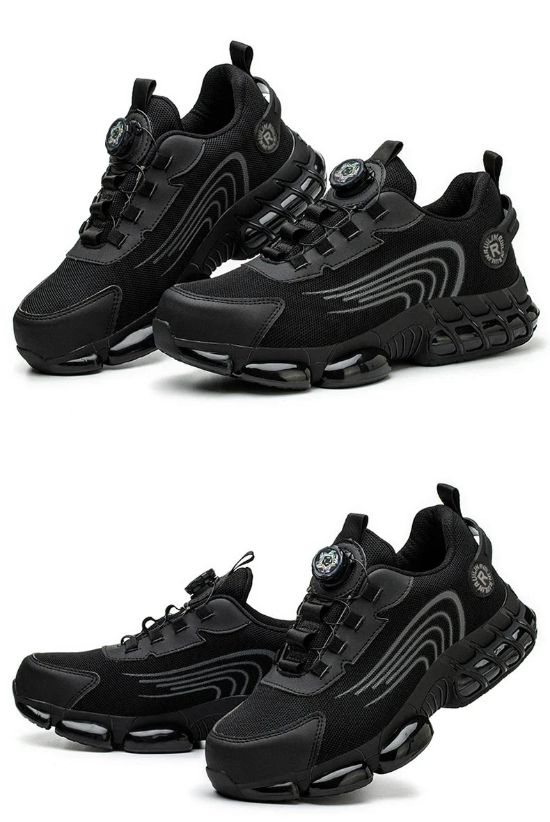 Rotating Button Work Safety Shoes for Men protection Safety Work Shoes Anti Puncture Work Sneakers Anti-smash Steel Toe Boots