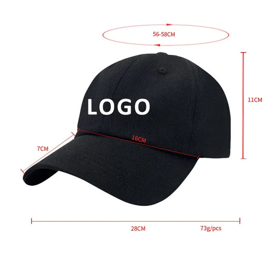 Custom Logo Hat For Women Men Soft Top Cotton Baseball Cap Adult Outdoor Adjustable Dad Hats Snapback Hat Summer Sports Sun Cap