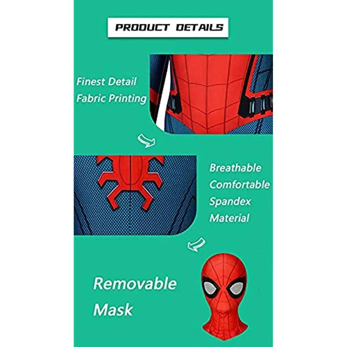 Movie Super-hero Red Peter Parker boy Muscle Costume Halloween Cosplay Party Ultimate Movie Characters Christmas New Year Gift