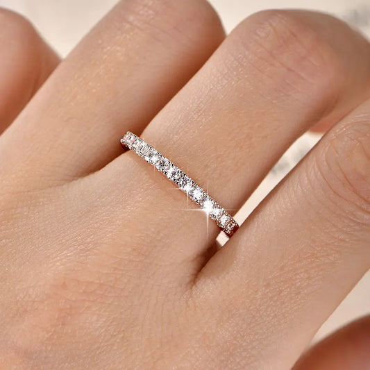 14k Gold Filled Full Eternity Ring Sparkling 2mm D Color Moissanite Stackable Band Finger Jewelry for Womem GRA Cerificate