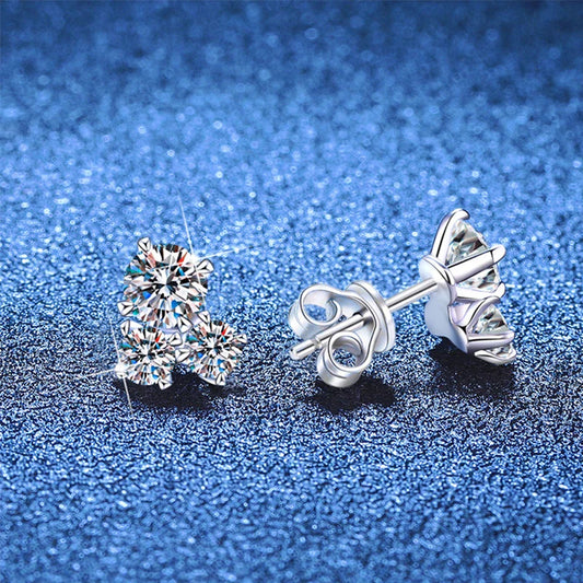 All D VVS1 Moissanite Stud Earrings for Woman Wedding Jewely 925 Sterling Sliver with white Gold Plated Studs Earring