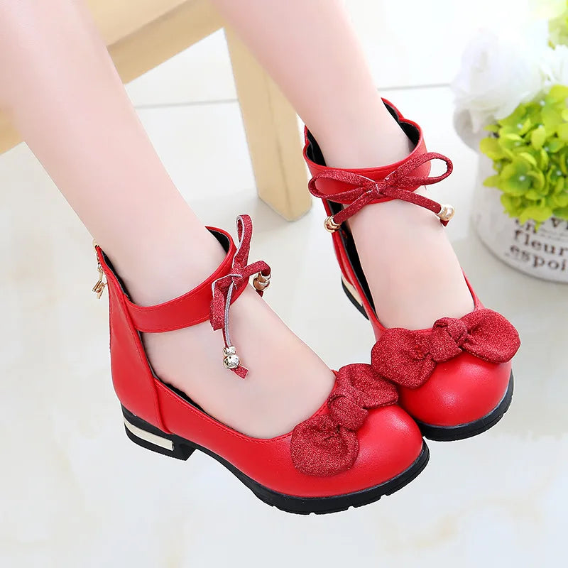 2026 Shiny Bow Stage Elegant Comfortable Catwalk Fashion Spring/summer Students Baby Girls Princess Shoes Cute Kids Sandals