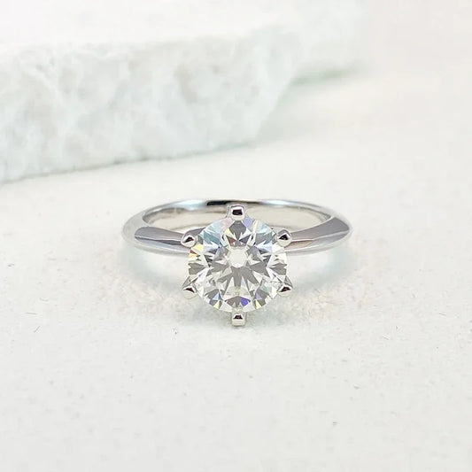 Ring For Women 925 Sterling Silver with White Gold Plated Lab Diamond Engagement Wedding Band Jewelry