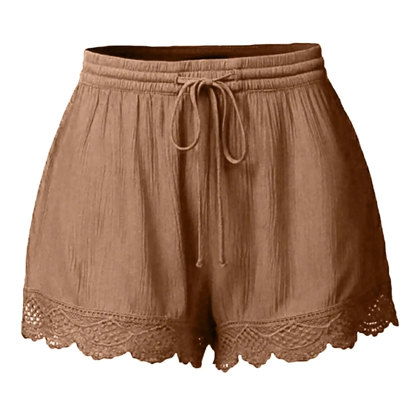 Shorts For Women Ruffle Hem Casual Shorts Plus Size Drawstring Lace Shorts