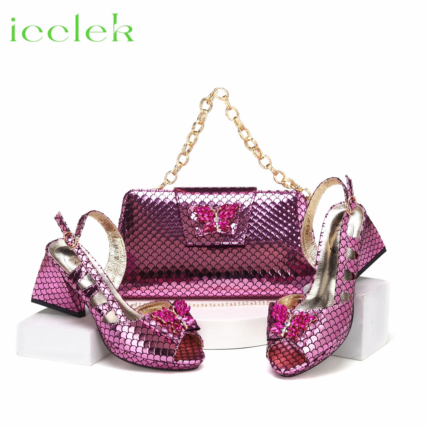Italian Hollow Design Shoes Matching Bag in Coffee Color Comfortable Heels Ladies Sandals for Party