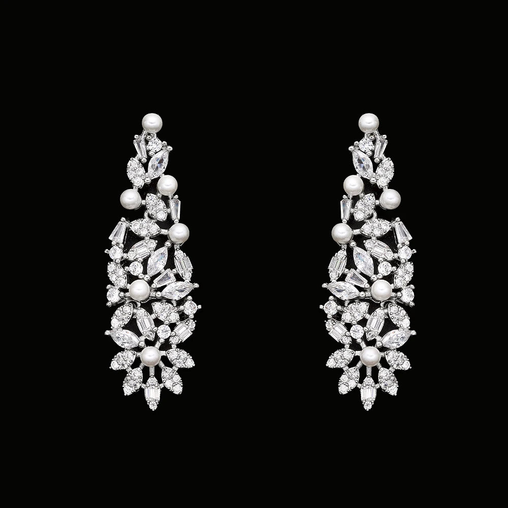 High Quality Zirconia Pearls 4pcs Jewellery Necklace Set Prom Wedding Jewelry Set Bridal Party Accessories