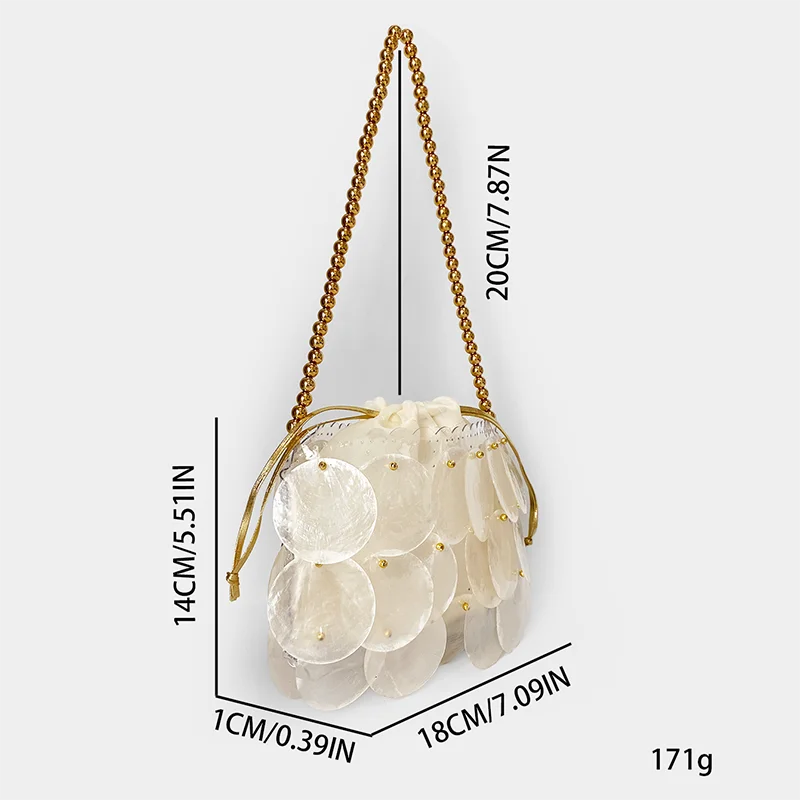 New Shell Bag Natural Beimu sequins Hand woven Bead Bead Bag Shoulder Bag