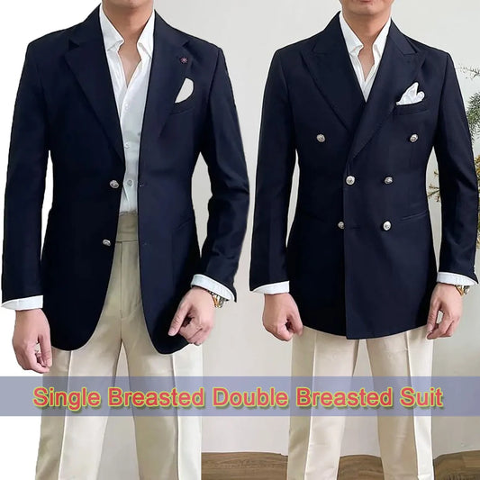 Suit For Mens Groom's Wedding 1 Pieces Slim Fit Blazer Wide Shawl Lapel Luxury Men Suit Custom Made Tuxedo Gold Button