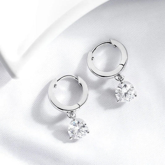 0.5-2CT Brilliant Cut Moissanite Drop Earrings for Women Classic 3 Prong Wedding Fine Jewelry S925 Sterling Silver 100%