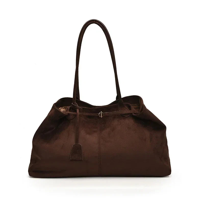 Velvet Zipper 2024 New Product Large Tote Bag Solid Large Capacity Popular Fashion Shoulder Bag Soft Simple Commuter Handbag