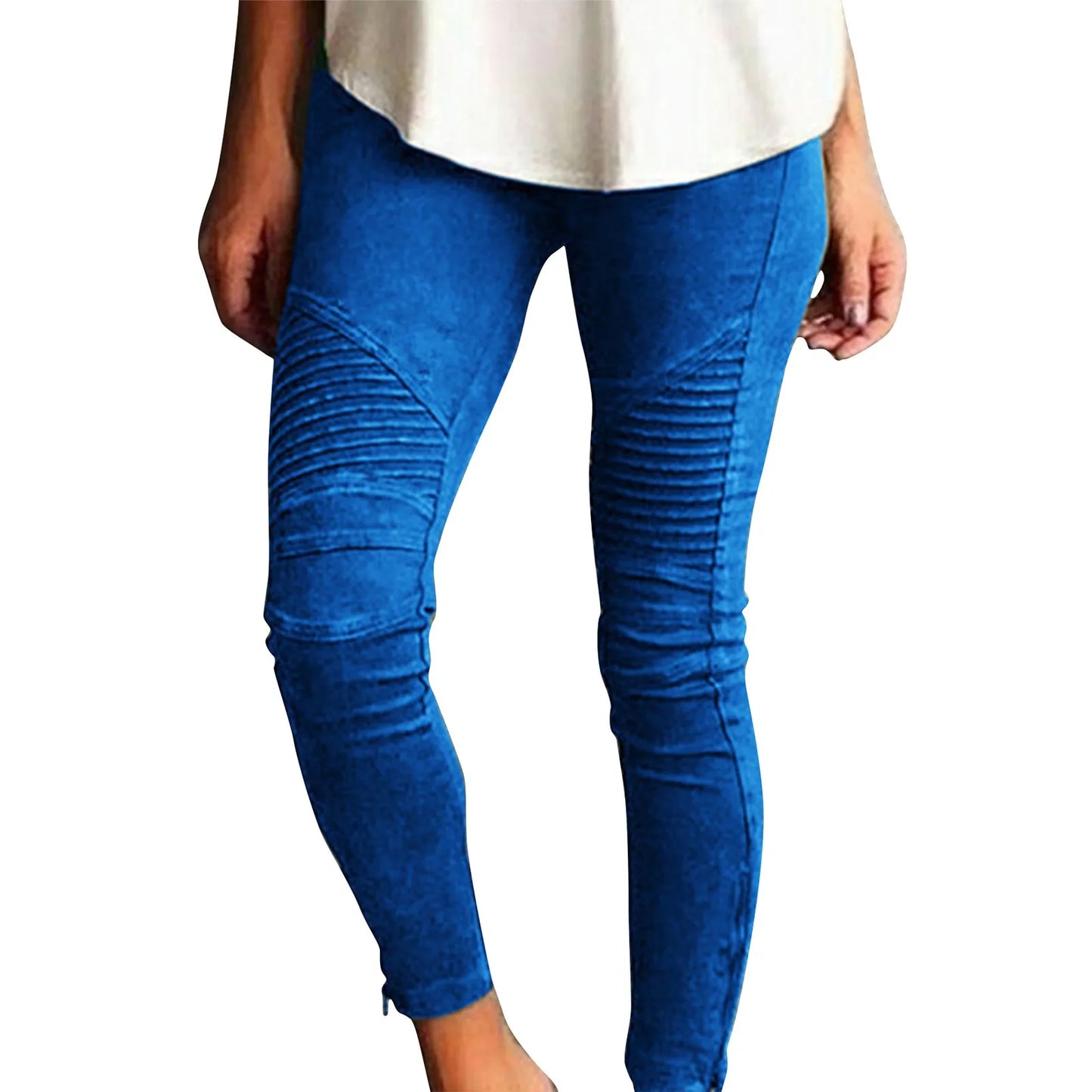 Calça Feminina Casual Slim Lápis Jeans Cintura Alta