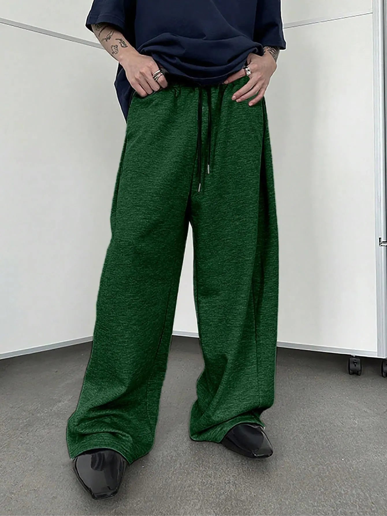 2025 men's wide leg sweatpants, European and American men's and women's sweatpants, waist drawstring straight leg loose casual s