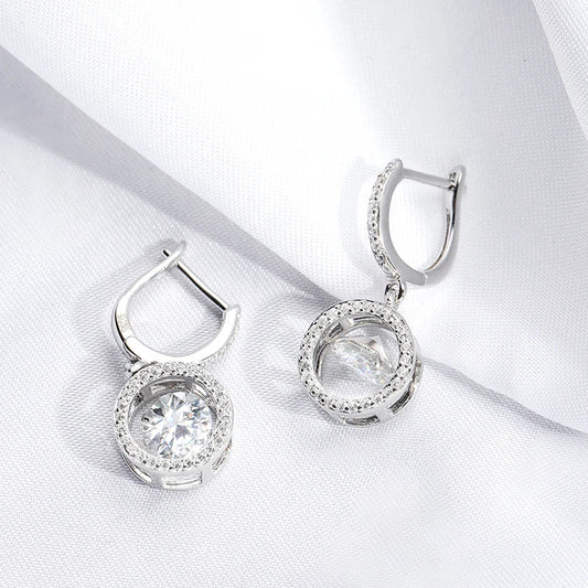 White Gold Plated 0.5/1CT Moissanite Drop Earring for Women Sparkling Beating Heart Earring S925 Sterling Silver Jewelry