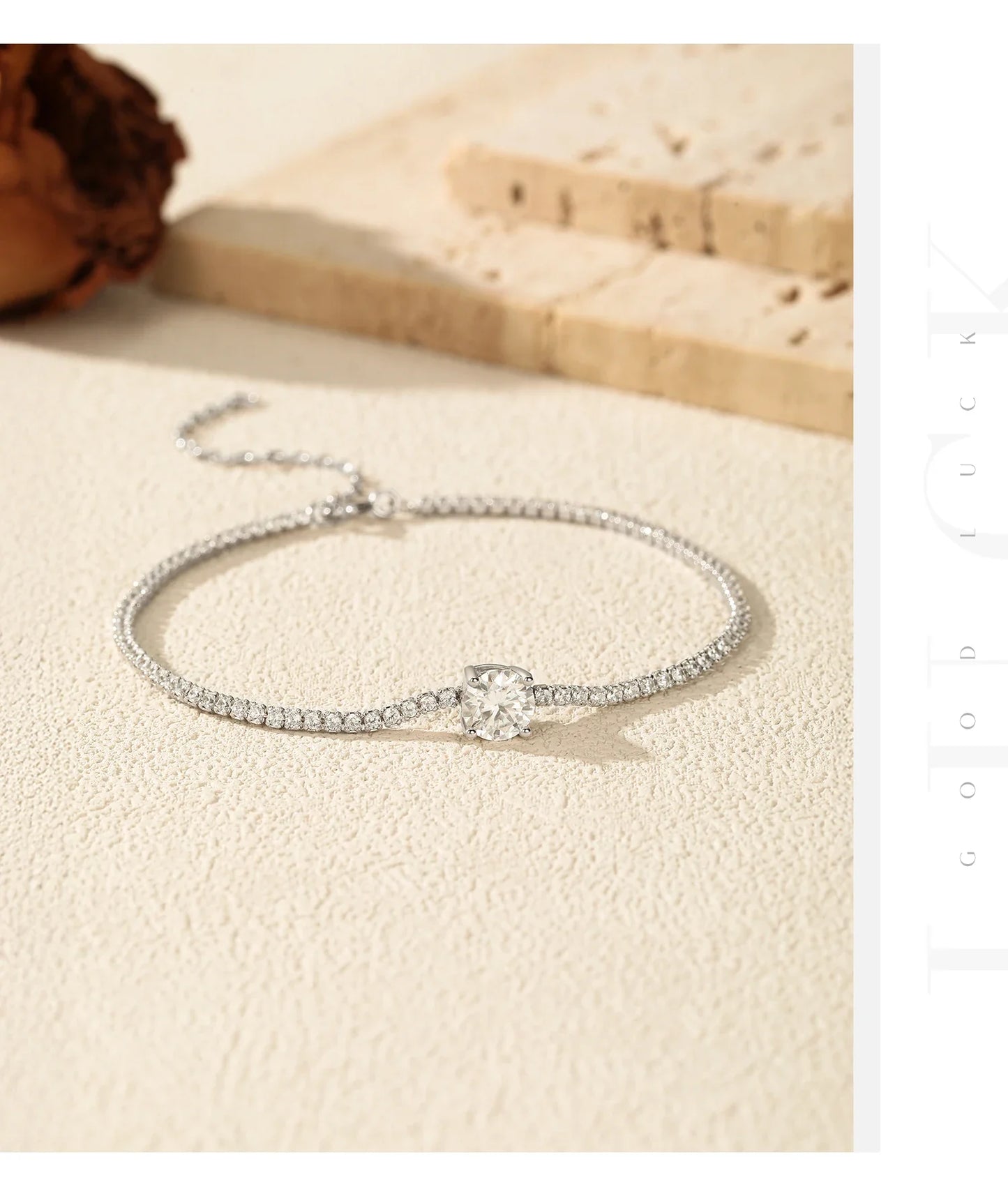 1CT Round D Color Moissanite Tennis Bracelet 925 Sterling Silver Luxury Stackable Bracelets For Women Vacation Jewelry