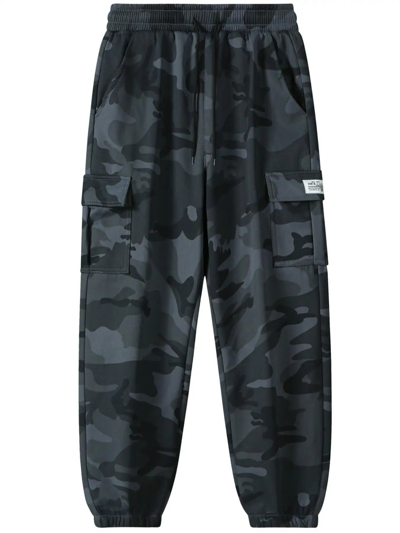 Men's Plain Sports and Casual Trousers with Drawstring Elastic Waist, Camouflage, with Pockets, Suitable for Outdoor Camping, Hiking and Mountaineering, Exercise and Fitness