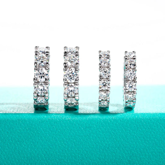 2.6cttw(3mm)/6cttw(4mm) D Color Moissanites Hoop Earrings 925 Sterling Silver Luxury Huggie Earring for Women Jewelry