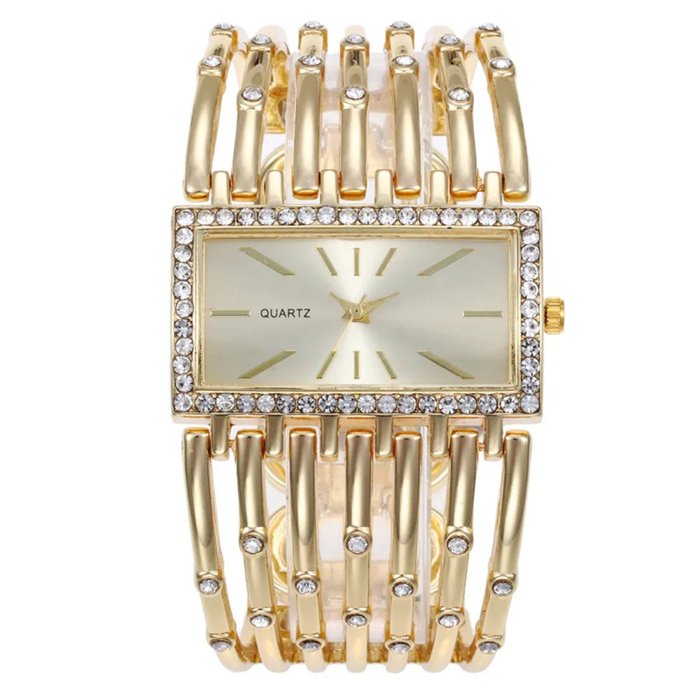 W24 Women's Fashion Quartz Watches Lady's Stainless Steel Bracelet Casual Hollow Clock Girl Wristwatch Jewelry