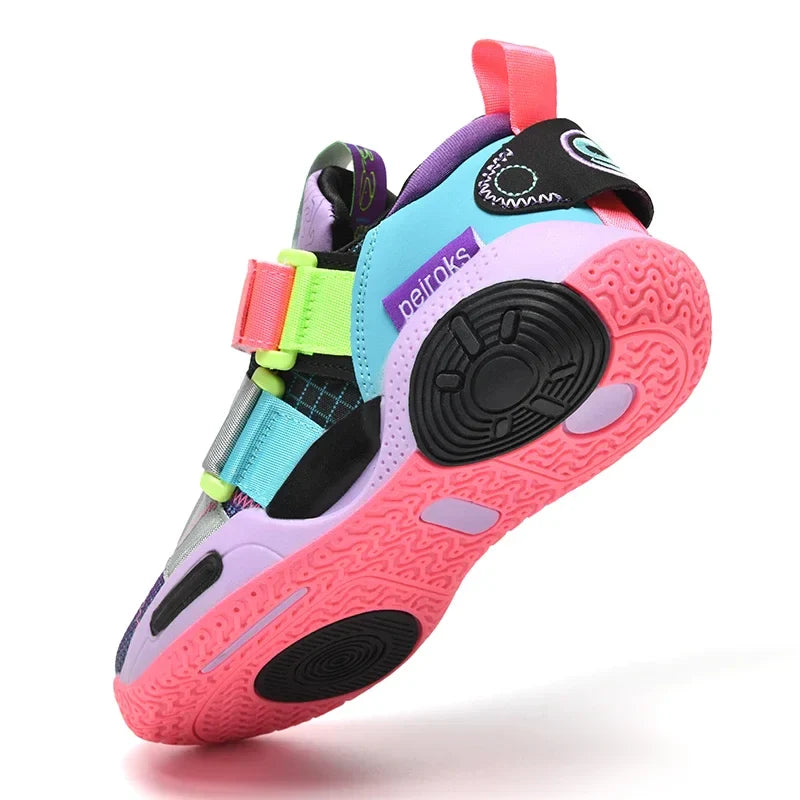 Children Girls Basketball Shoes Cushioned Shock Absorption Comfy Athletic Sports Running Outdoor Non-slip Walking For Kids Boys