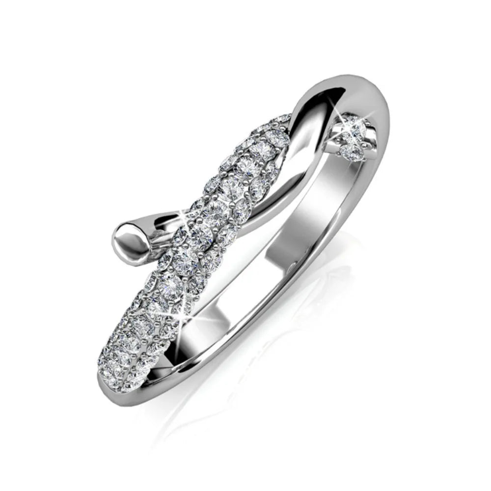 Original Crystals from Swarovski Criss-Cross Finger Ring Fashion Jewelry Women Wedding Party Birthday Present